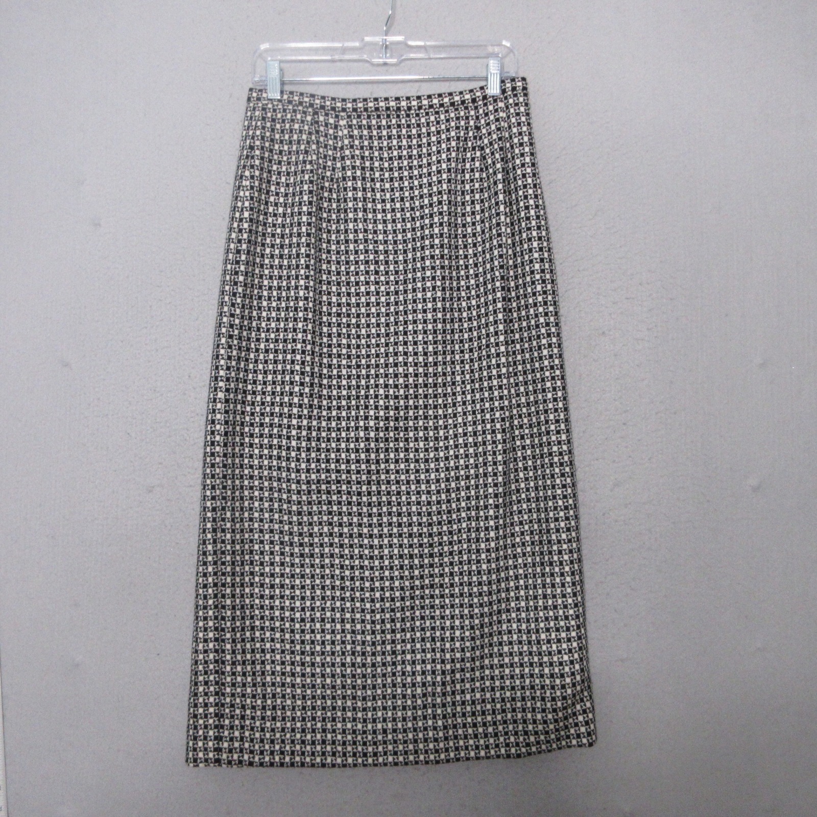 Vintage Talbots Skirt Wool Italian Fabric Houndstooth Pencil Midi Old Money Rare